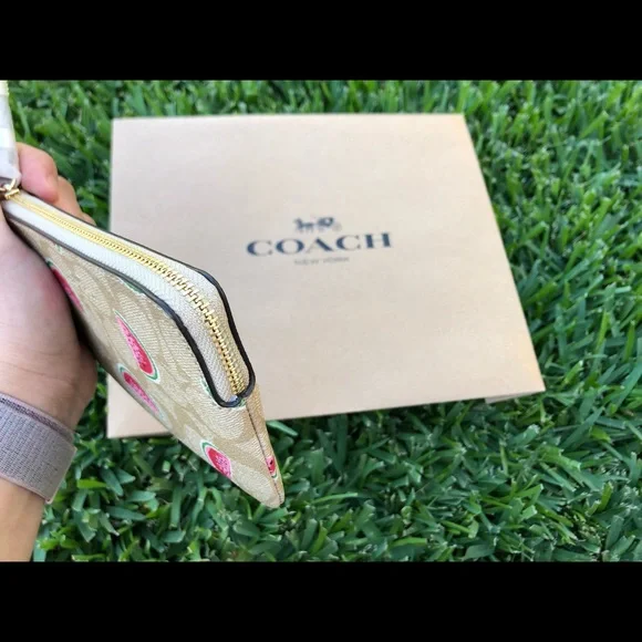 New Coach Corner Zip Wristlet w/ Watermelon Print - Picture 8 of 10